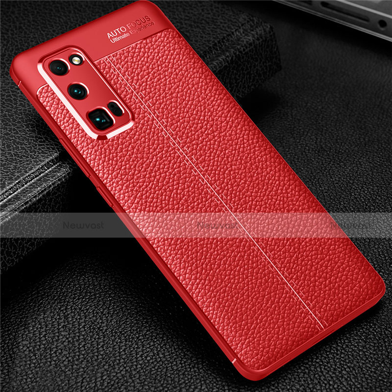 Soft Silicone Gel Leather Snap On Case Cover S01 for Huawei Honor 30 Pro Red