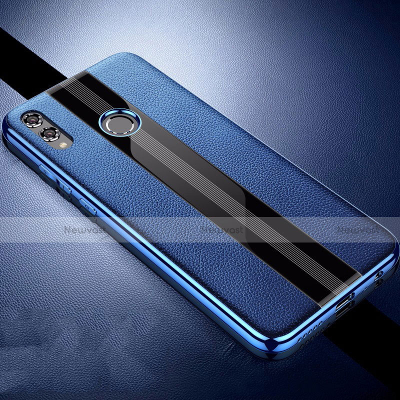 Soft Silicone Gel Leather Snap On Case Cover S01 for Huawei Honor 8X Blue