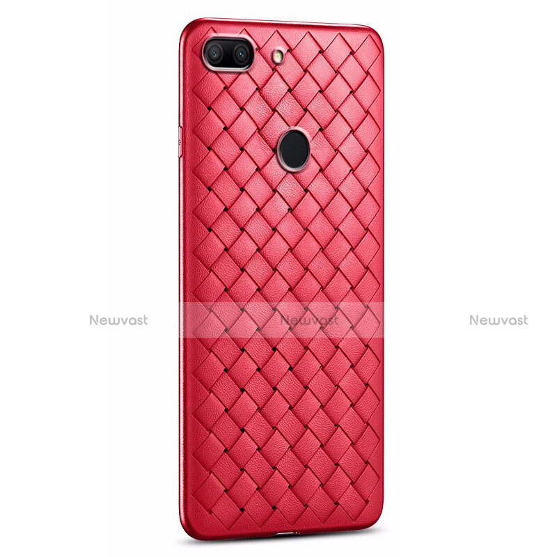 Soft Silicone Gel Leather Snap On Case Cover S01 for Huawei Honor 9 Lite Red