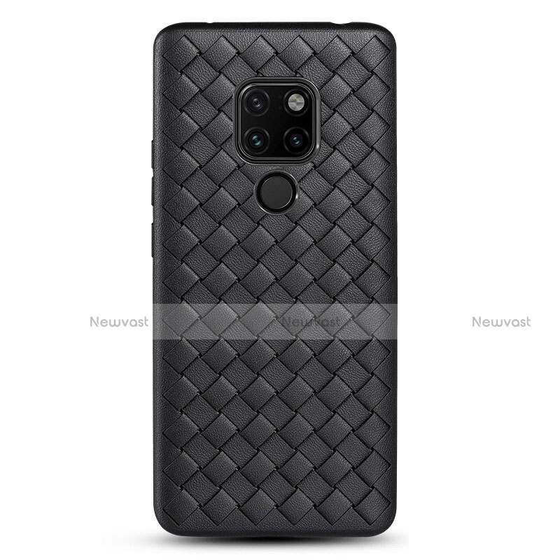 Soft Silicone Gel Leather Snap On Case Cover S01 for Huawei Mate 20 Black
