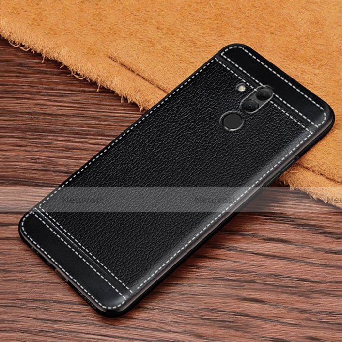 Soft Silicone Gel Leather Snap On Case Cover S01 for Huawei Mate 20 Lite Black