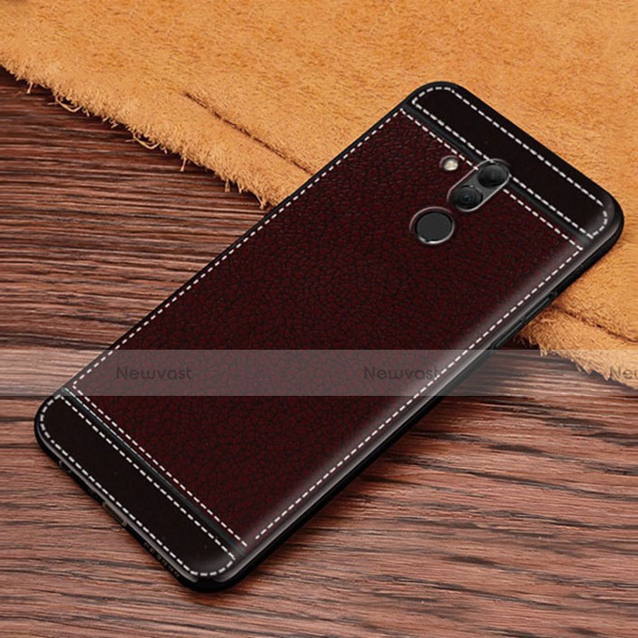 Soft Silicone Gel Leather Snap On Case Cover S01 for Huawei Mate 20 Lite Brown