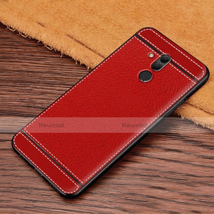 Soft Silicone Gel Leather Snap On Case Cover S01 for Huawei Mate 20 Lite Red