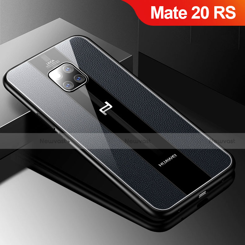 Soft Silicone Gel Leather Snap On Case Cover S01 for Huawei Mate 20 RS Black