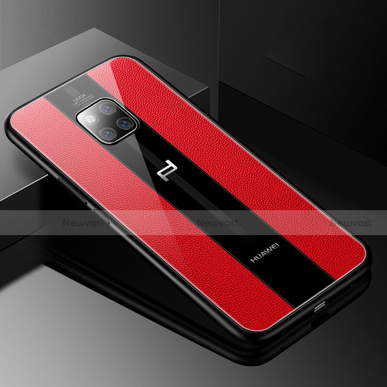 Soft Silicone Gel Leather Snap On Case Cover S01 for Huawei Mate 20 RS Red