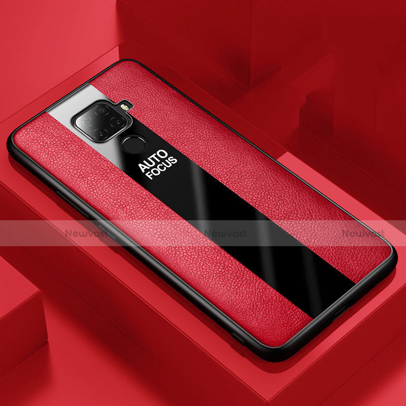Soft Silicone Gel Leather Snap On Case Cover S01 for Huawei Nova 5z Red