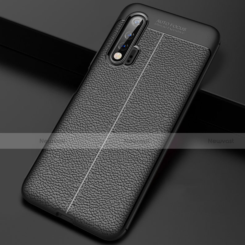 Soft Silicone Gel Leather Snap On Case Cover S01 for Huawei Nova 6 5G Black