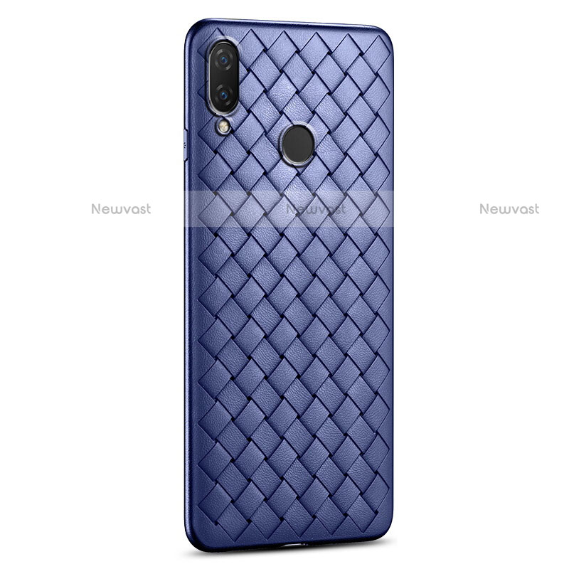 Soft Silicone Gel Leather Snap On Case Cover S01 for Huawei P Smart (2019) Blue