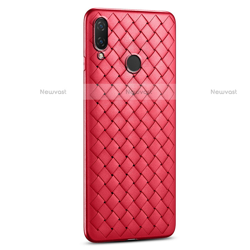 Soft Silicone Gel Leather Snap On Case Cover S01 for Huawei P Smart (2019) Red