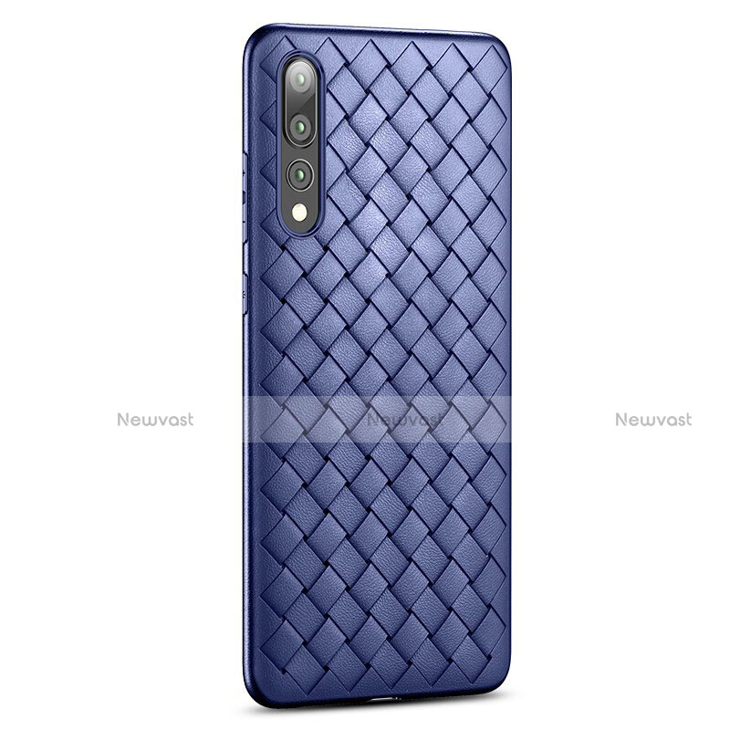 Soft Silicone Gel Leather Snap On Case Cover S01 for Huawei P20 Pro Blue