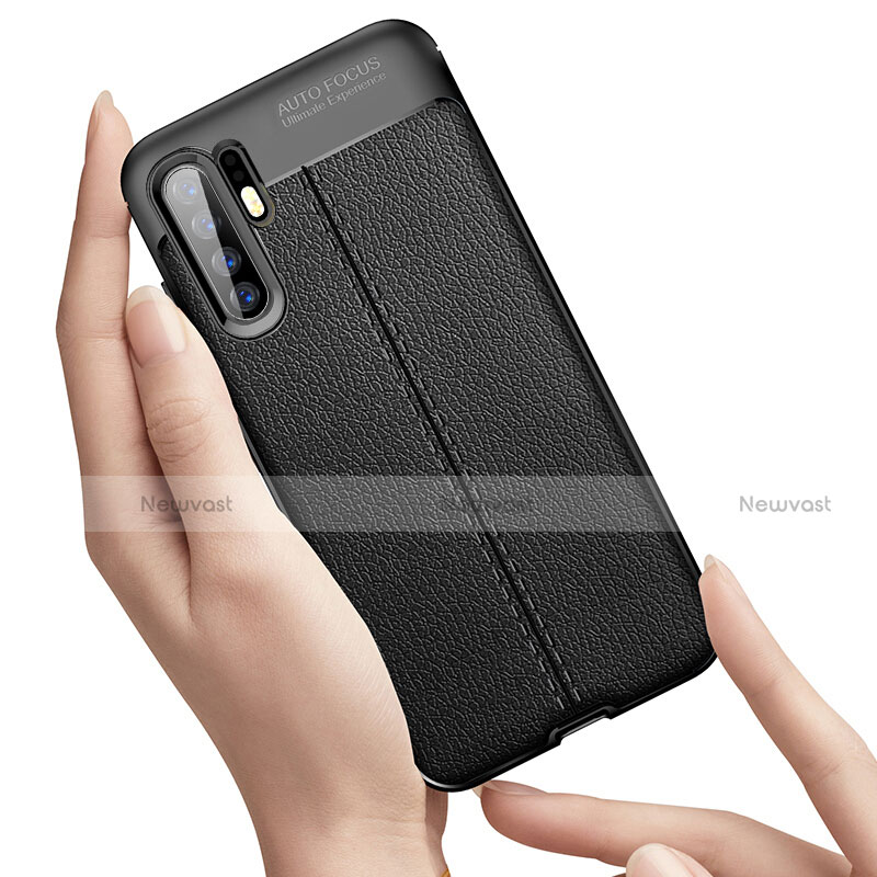 Soft Silicone Gel Leather Snap On Case Cover S01 for Huawei P30 Pro Black