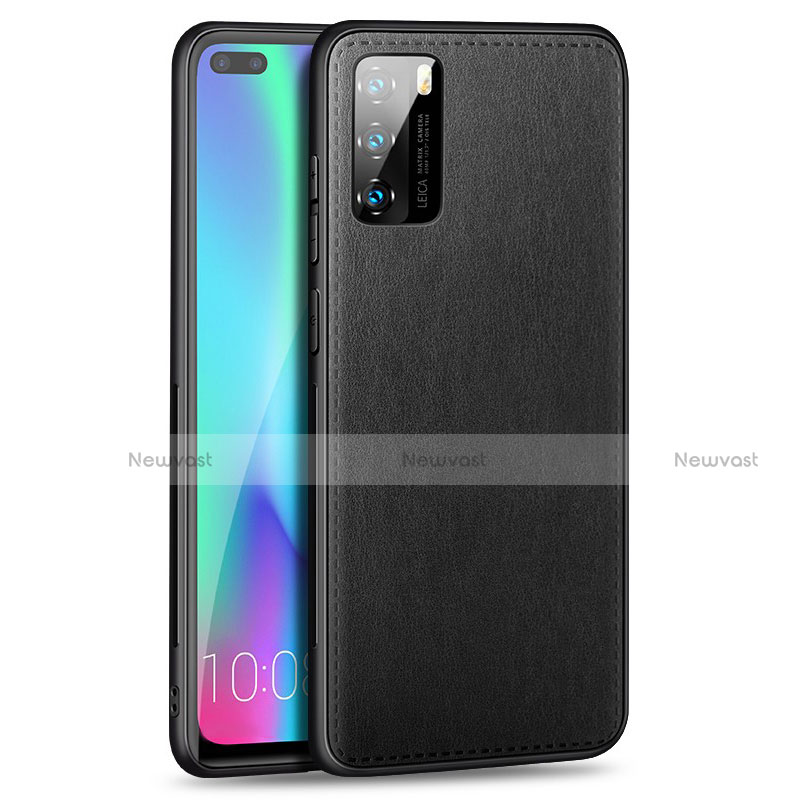 Soft Silicone Gel Leather Snap On Case Cover S01 for Huawei P40 Black