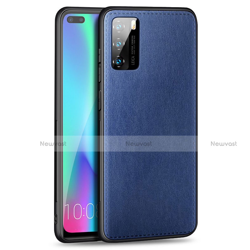 Soft Silicone Gel Leather Snap On Case Cover S01 for Huawei P40 Blue