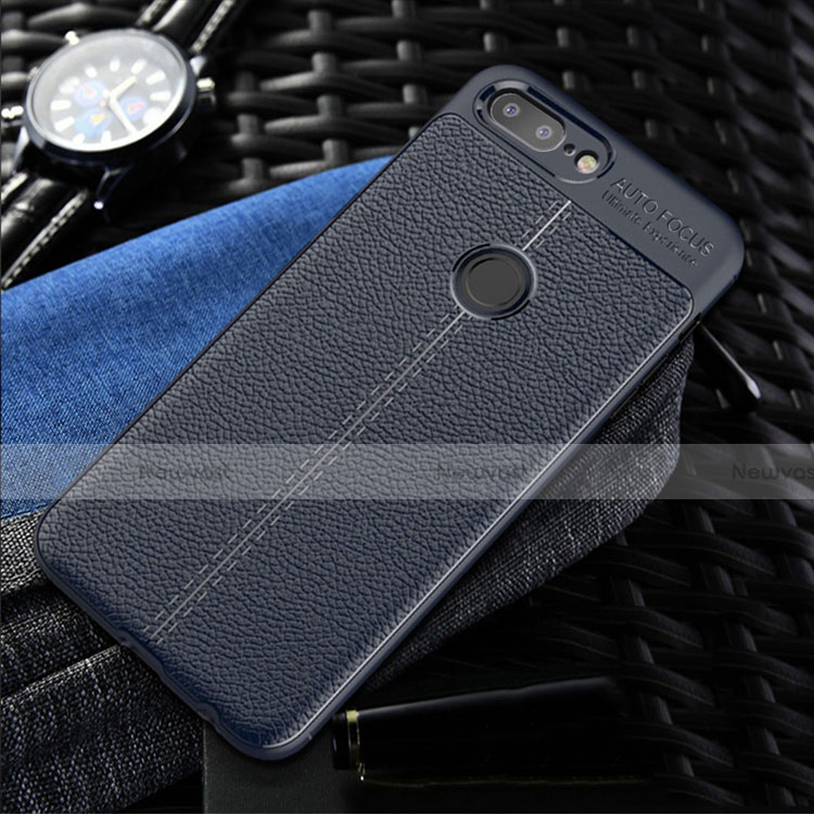 Soft Silicone Gel Leather Snap On Case Cover S01 for OnePlus 5T A5010 Blue