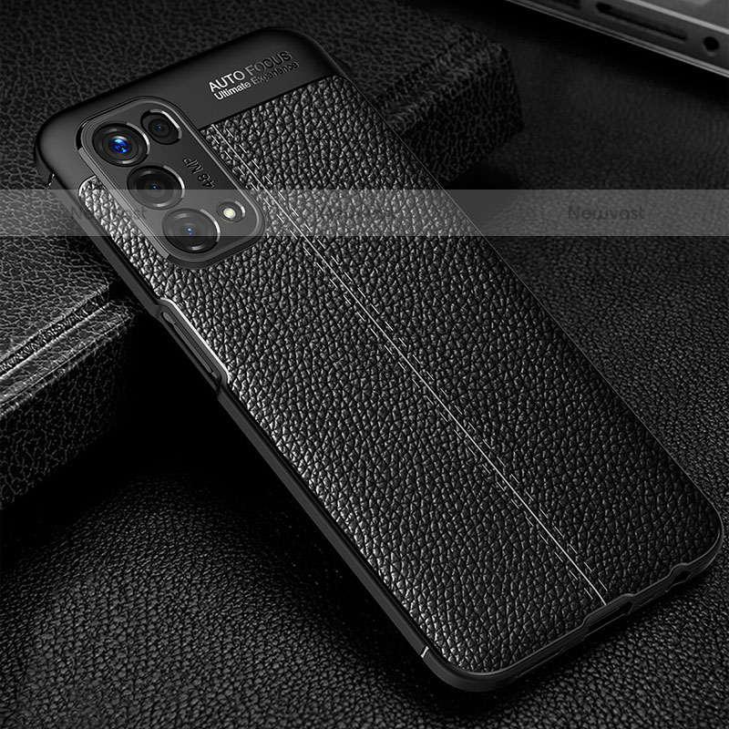 Soft Silicone Gel Leather Snap On Case Cover S01 for OnePlus Nord N200 5G Black