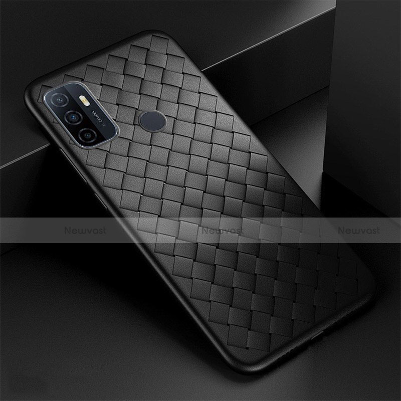 Soft Silicone Gel Leather Snap On Case Cover S01 for Oppo A32 Black