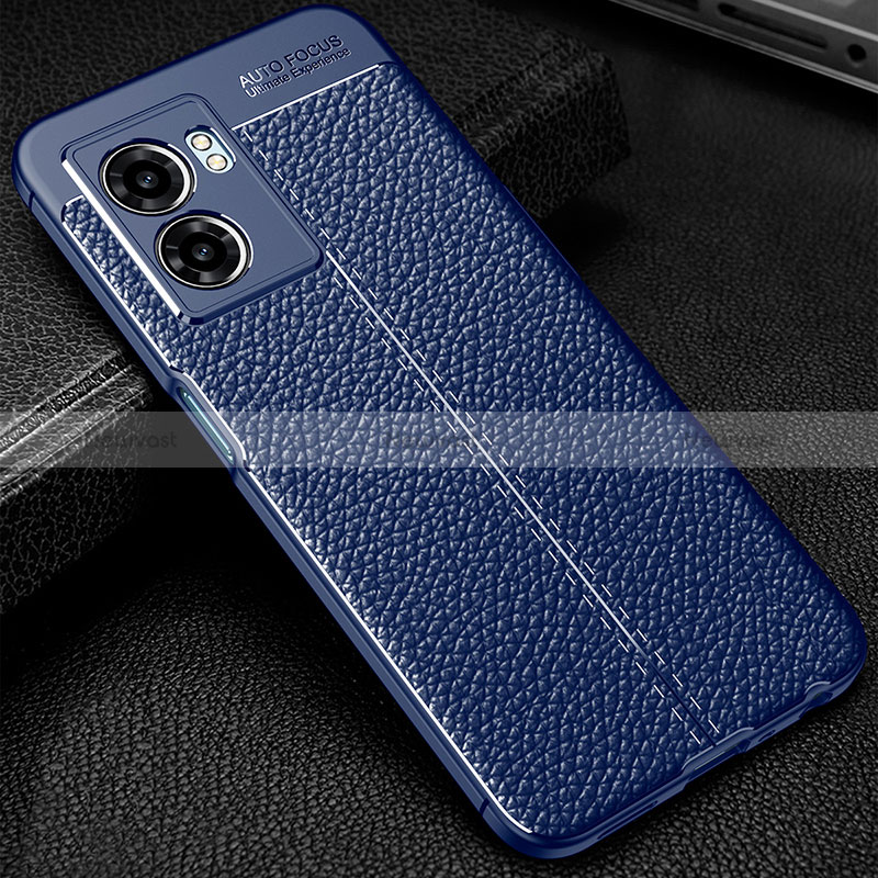 Soft Silicone Gel Leather Snap On Case Cover S01 for Oppo A56S 5G Blue