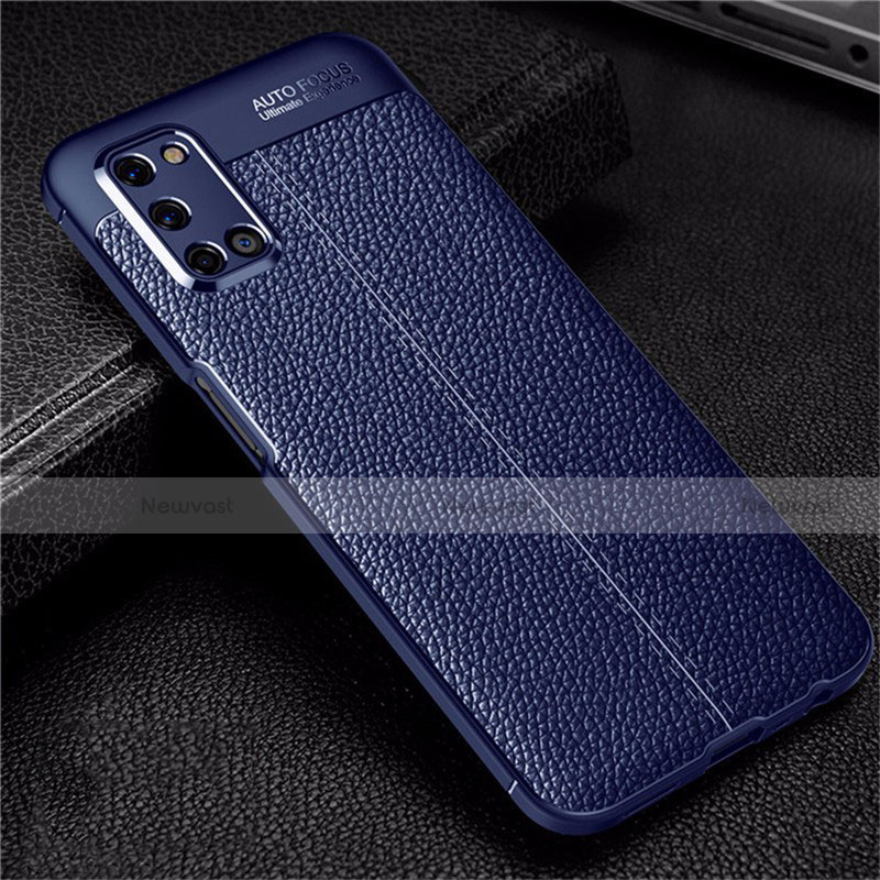 Soft Silicone Gel Leather Snap On Case Cover S01 for Oppo A92 Blue