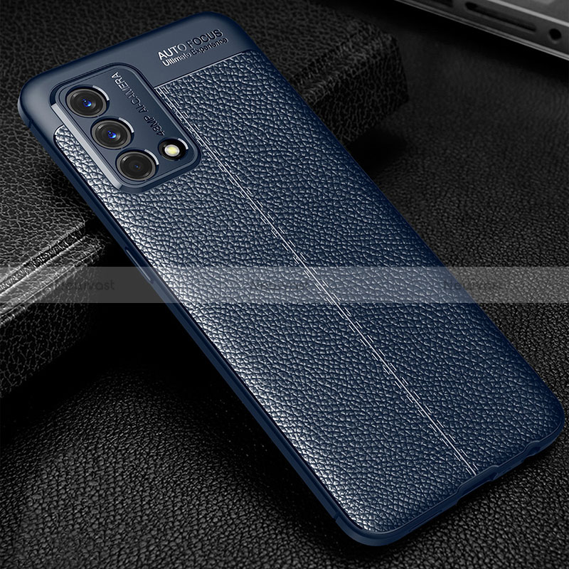 Soft Silicone Gel Leather Snap On Case Cover S01 for Oppo A95 4G Blue