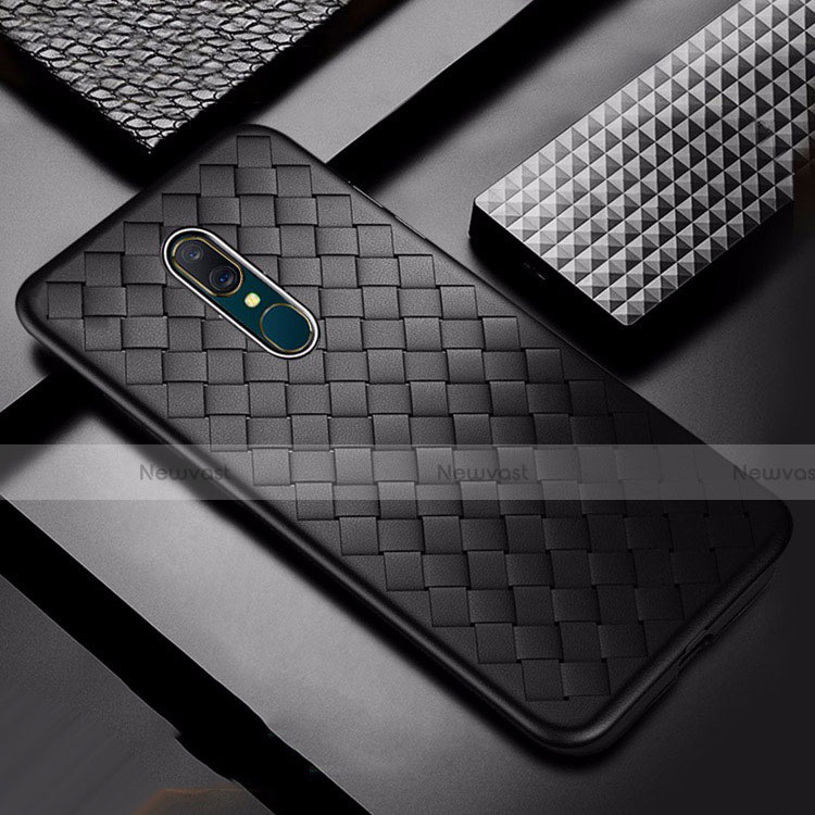 Soft Silicone Gel Leather Snap On Case Cover S01 for Oppo A9X Black