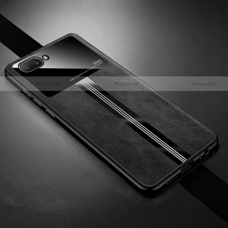 Soft Silicone Gel Leather Snap On Case Cover S01 for Oppo AX5 Black