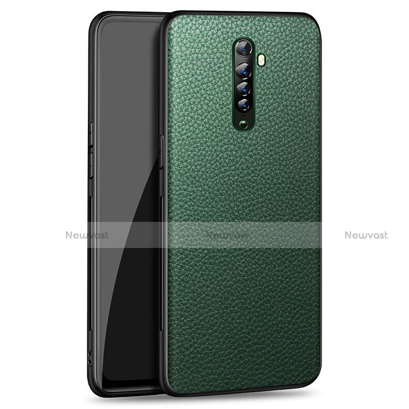 Soft Silicone Gel Leather Snap On Case Cover S01 for Oppo Reno2 Green