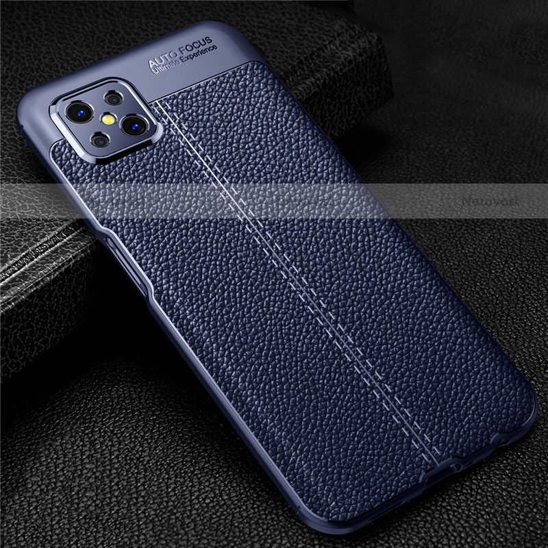 Soft Silicone Gel Leather Snap On Case Cover S01 for Oppo Reno4 Z 5G Blue