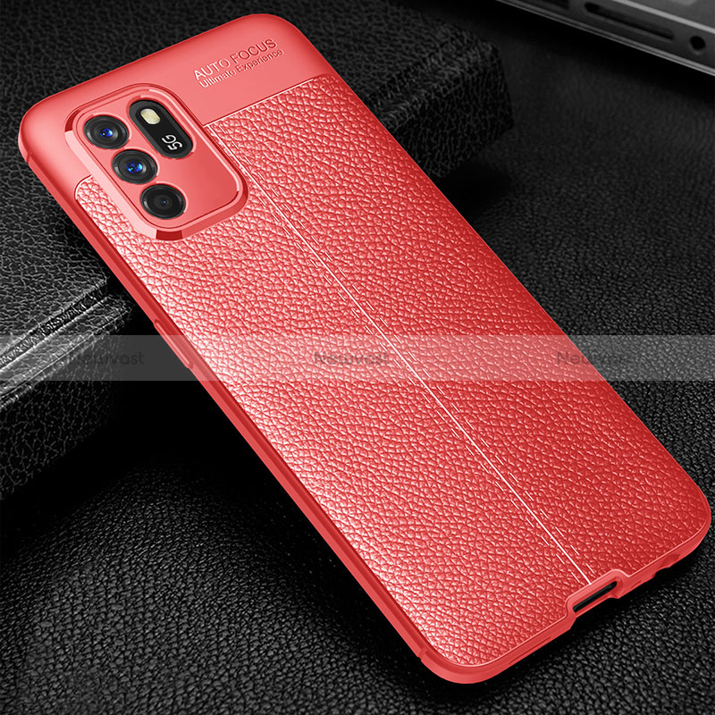 Soft Silicone Gel Leather Snap On Case Cover S01 for Oppo Reno6 Z 5G Red