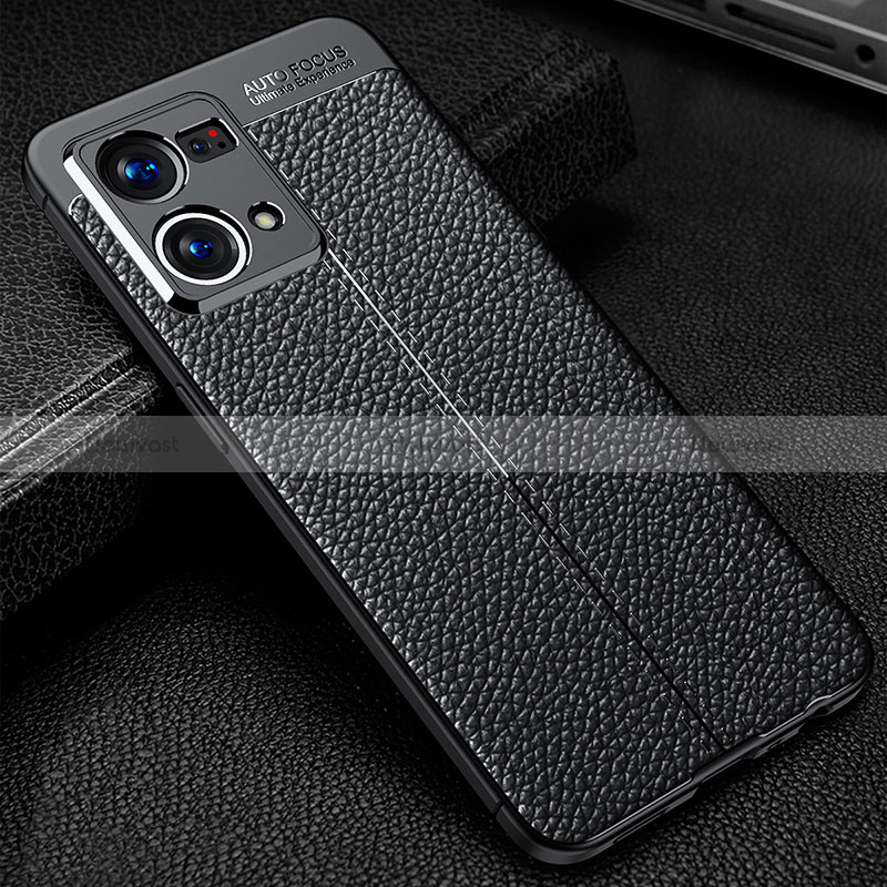 Soft Silicone Gel Leather Snap On Case Cover S01 for Oppo Reno7 4G Black