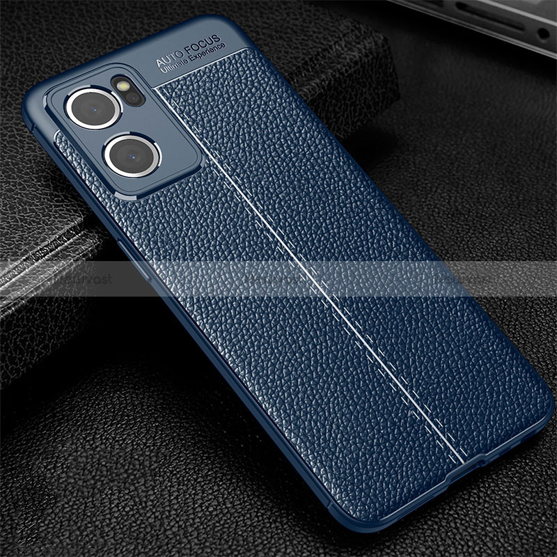 Soft Silicone Gel Leather Snap On Case Cover S01 for Oppo Reno7 5G Blue