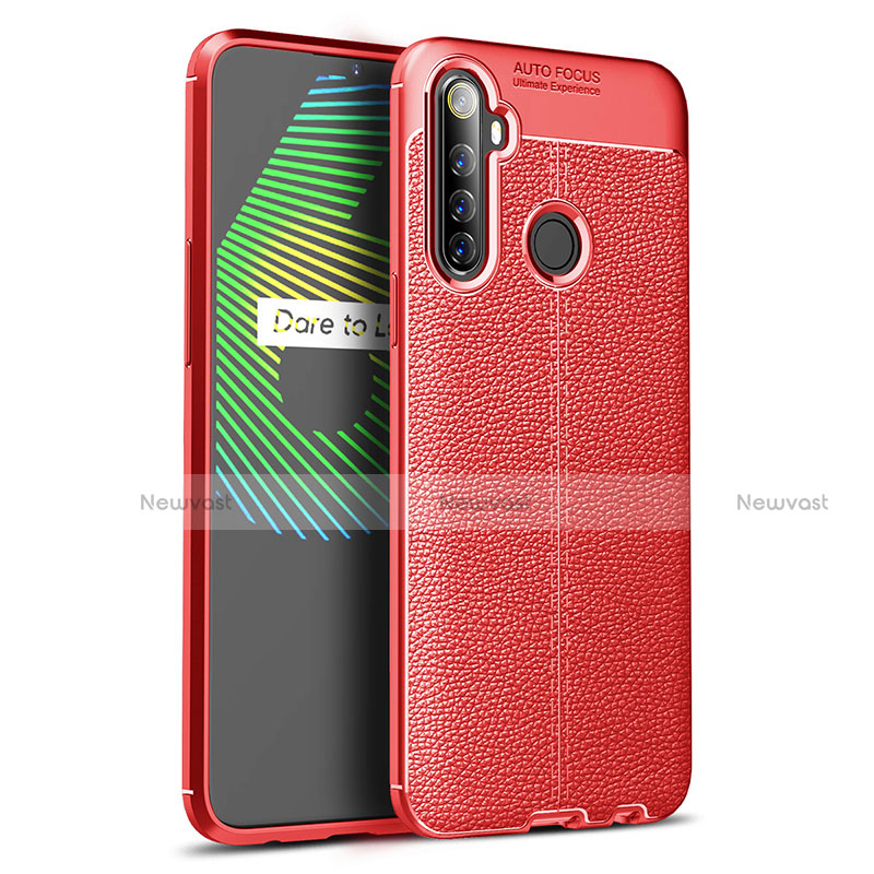 Soft Silicone Gel Leather Snap On Case Cover S01 for Realme 6i Red