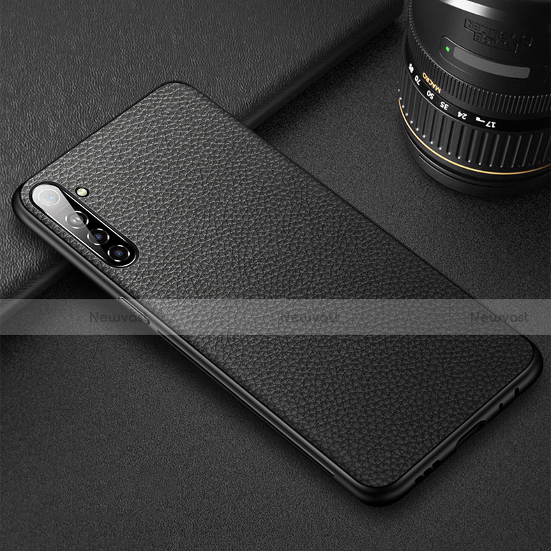 Soft Silicone Gel Leather Snap On Case Cover S01 for Realme XT Black