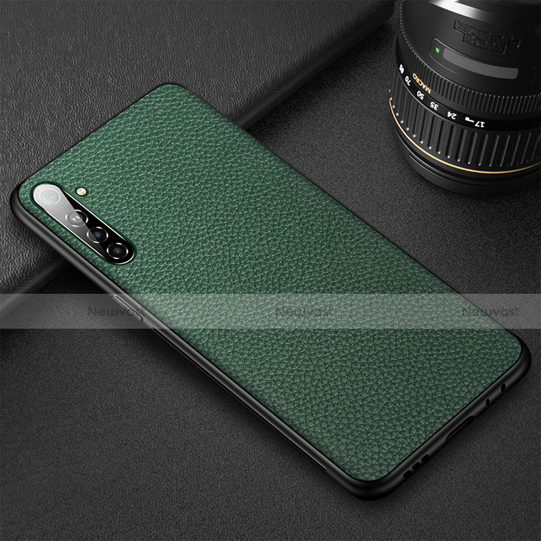 Soft Silicone Gel Leather Snap On Case Cover S01 for Realme XT Green
