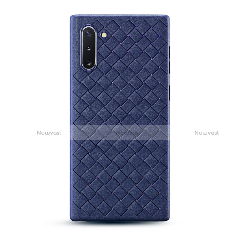 Soft Silicone Gel Leather Snap On Case Cover S01 for Samsung Galaxy Note 10 5G Blue