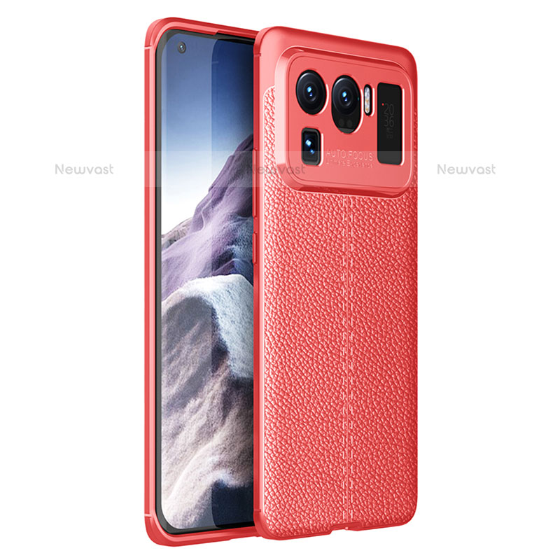 Soft Silicone Gel Leather Snap On Case Cover S01 for Xiaomi Mi 11 Ultra 5G Red