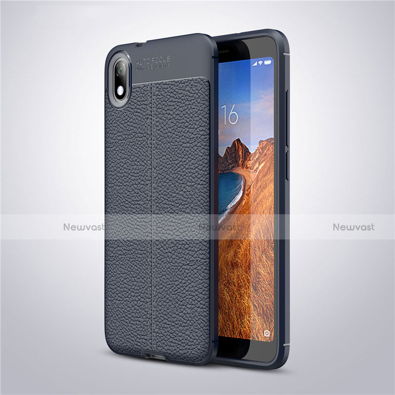 Soft Silicone Gel Leather Snap On Case Cover S01 for Xiaomi Redmi 7A Blue