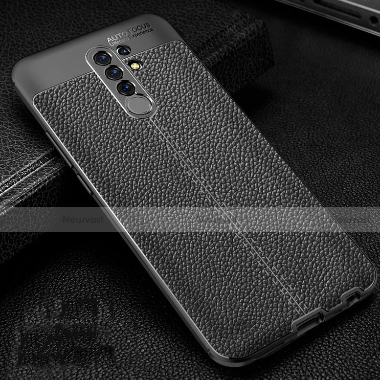 Soft Silicone Gel Leather Snap On Case Cover S01 for Xiaomi Redmi 9 Black