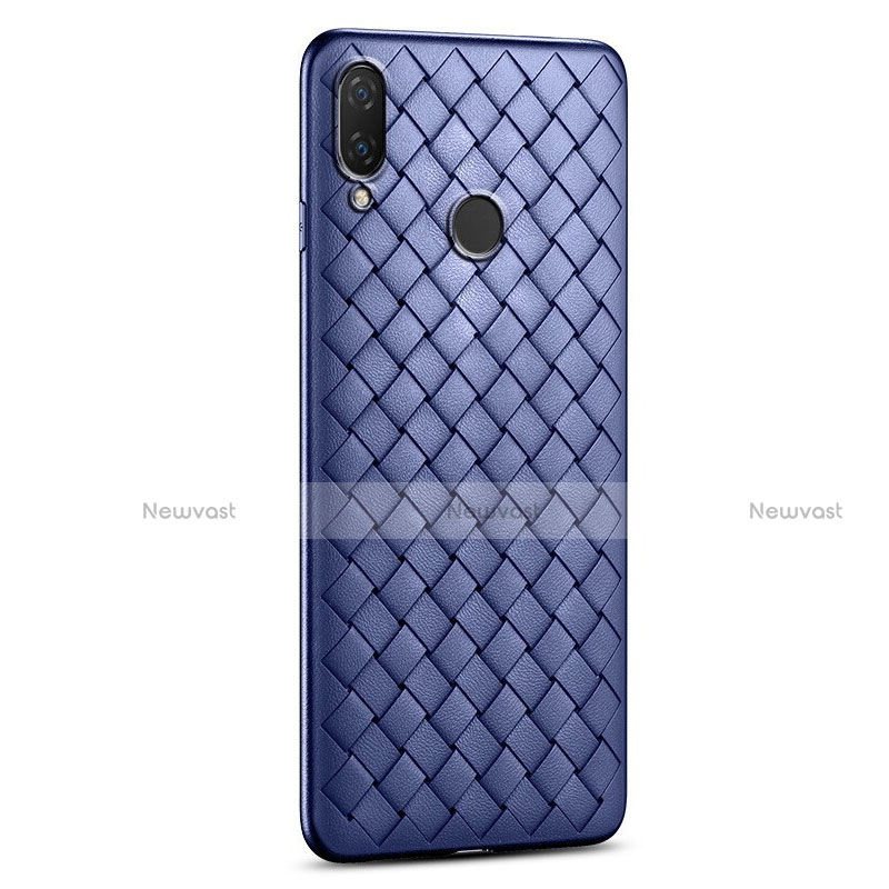 Soft Silicone Gel Leather Snap On Case Cover S01 for Xiaomi Redmi Note 7 Pro Blue