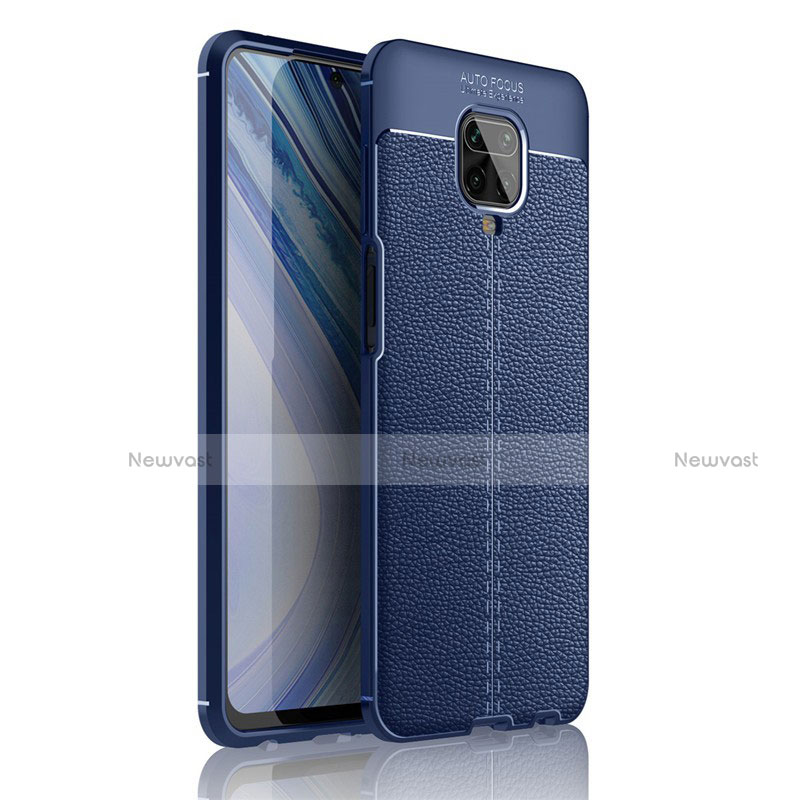 Soft Silicone Gel Leather Snap On Case Cover S01 for Xiaomi Redmi Note 9 Pro Blue