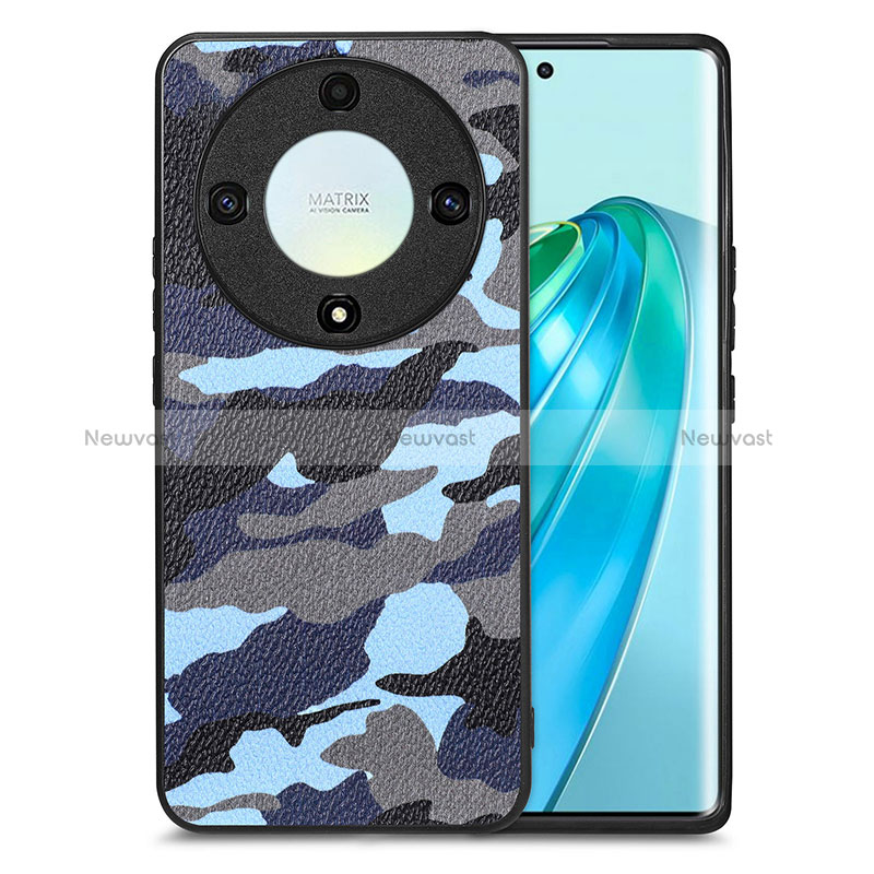 Soft Silicone Gel Leather Snap On Case Cover S01D for Huawei Honor Magic5 Lite 5G Blue