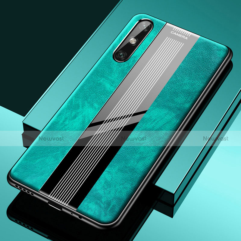 Soft Silicone Gel Leather Snap On Case Cover S02 for Huawei Enjoy 10e Green