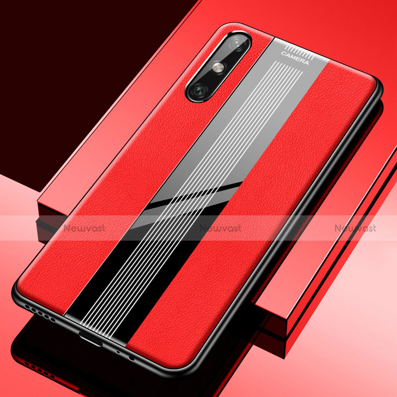 Soft Silicone Gel Leather Snap On Case Cover S02 for Huawei Enjoy 10e Red