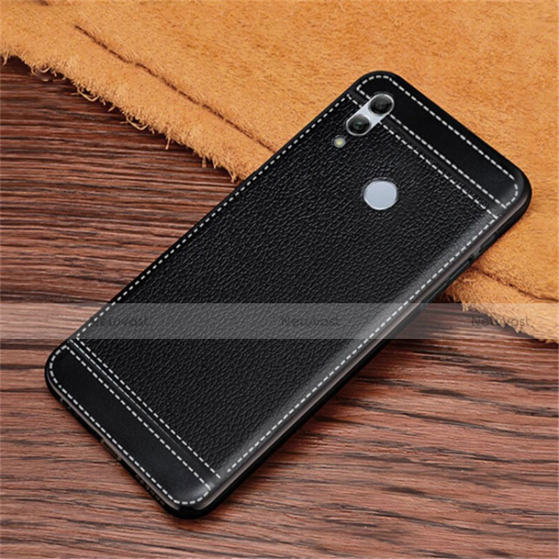 Soft Silicone Gel Leather Snap On Case Cover S02 for Huawei Honor 10 Lite Black