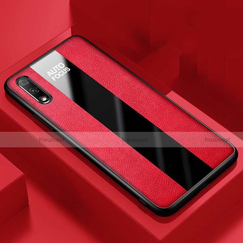 Soft Silicone Gel Leather Snap On Case Cover S02 for Huawei Honor 9X Red