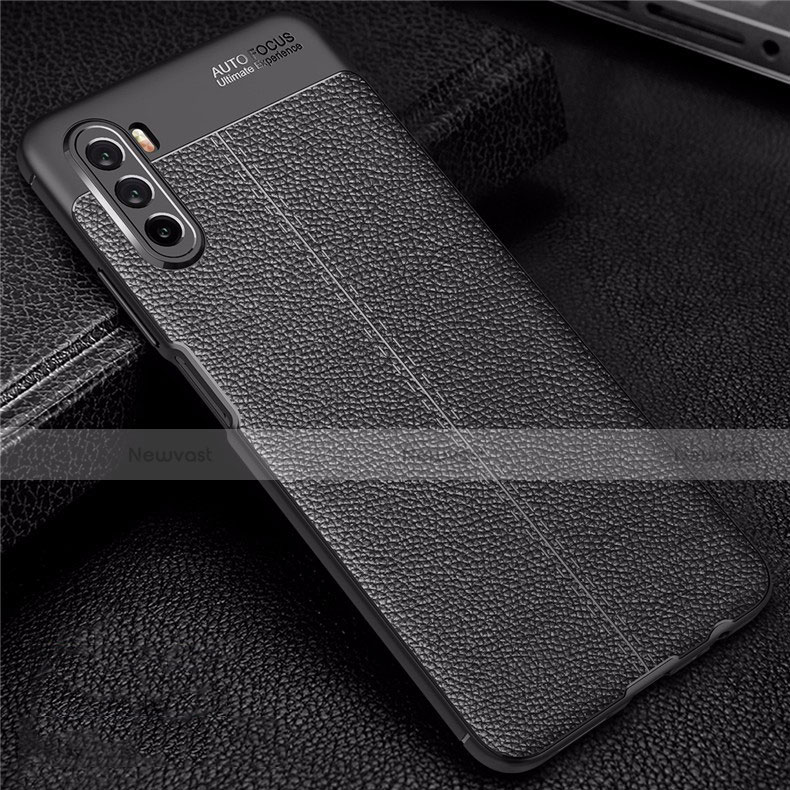 Soft Silicone Gel Leather Snap On Case Cover S02 for Huawei Mate 40 Lite 5G Black