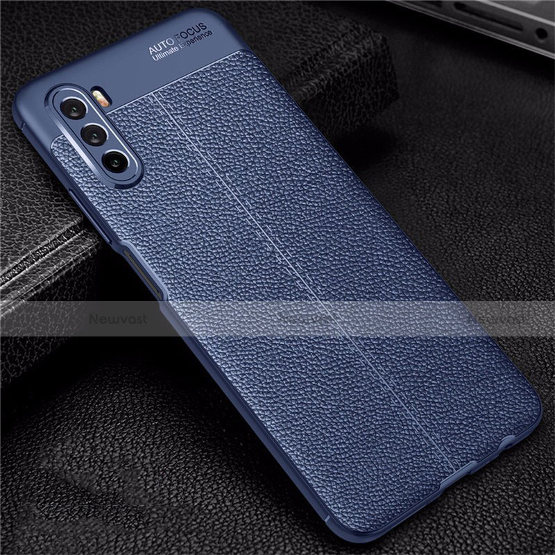 Soft Silicone Gel Leather Snap On Case Cover S02 for Huawei Mate 40 Lite 5G Blue