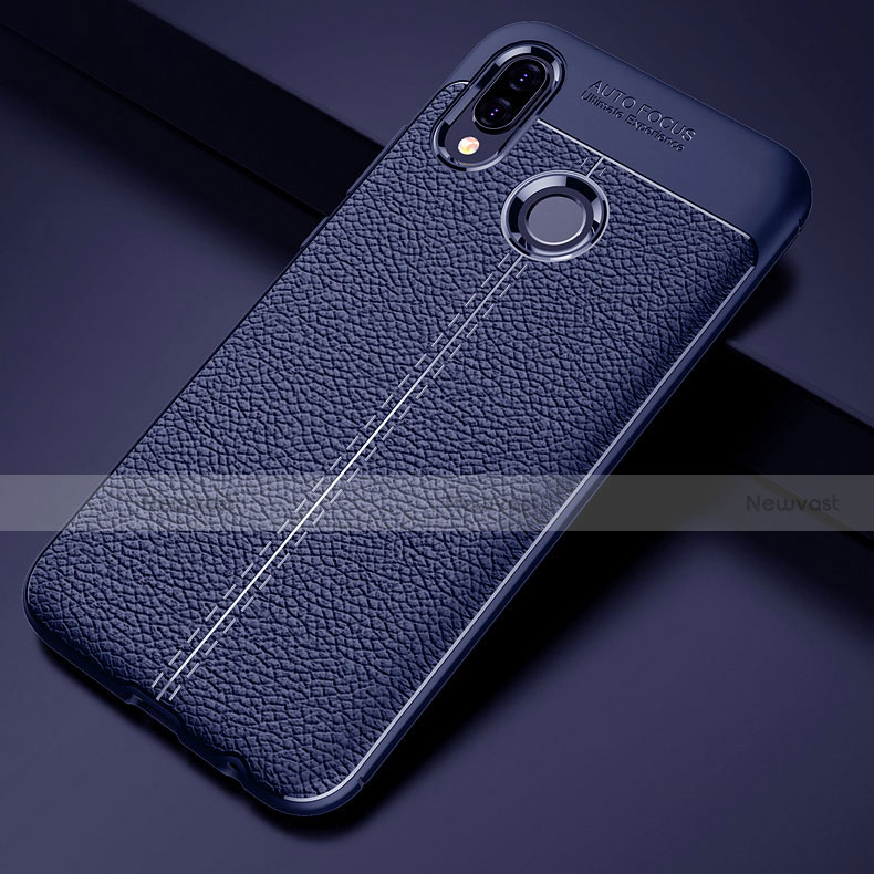 Soft Silicone Gel Leather Snap On Case Cover S02 for Huawei Nova 3e Blue