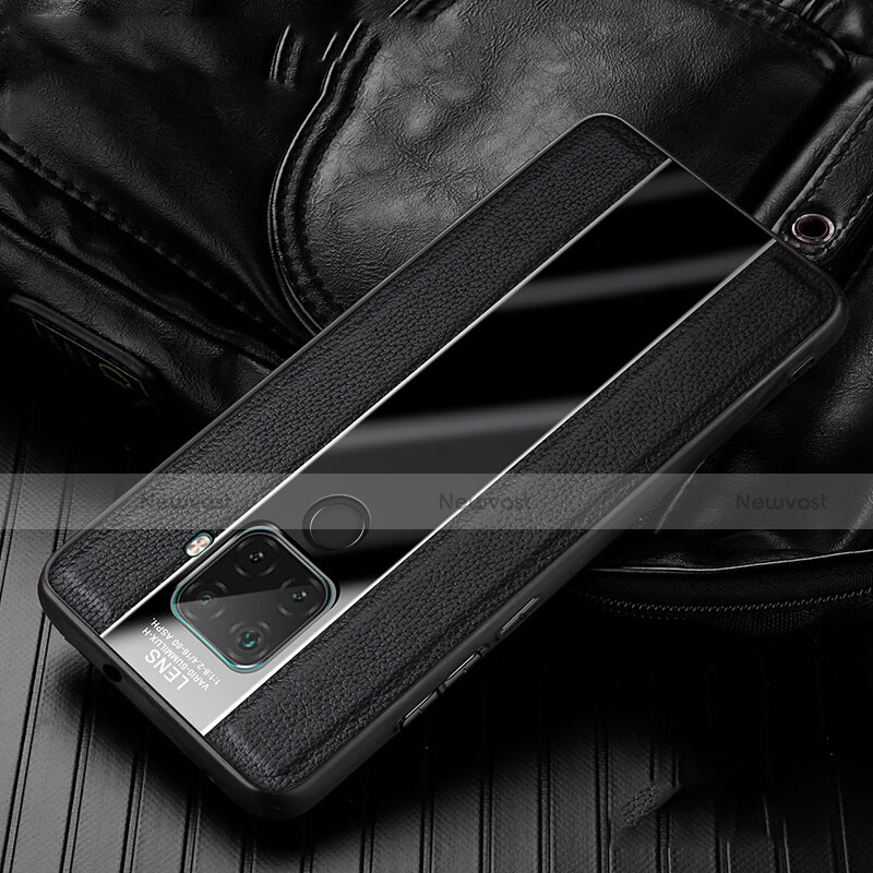 Soft Silicone Gel Leather Snap On Case Cover S02 for Huawei Nova 5i Pro Black