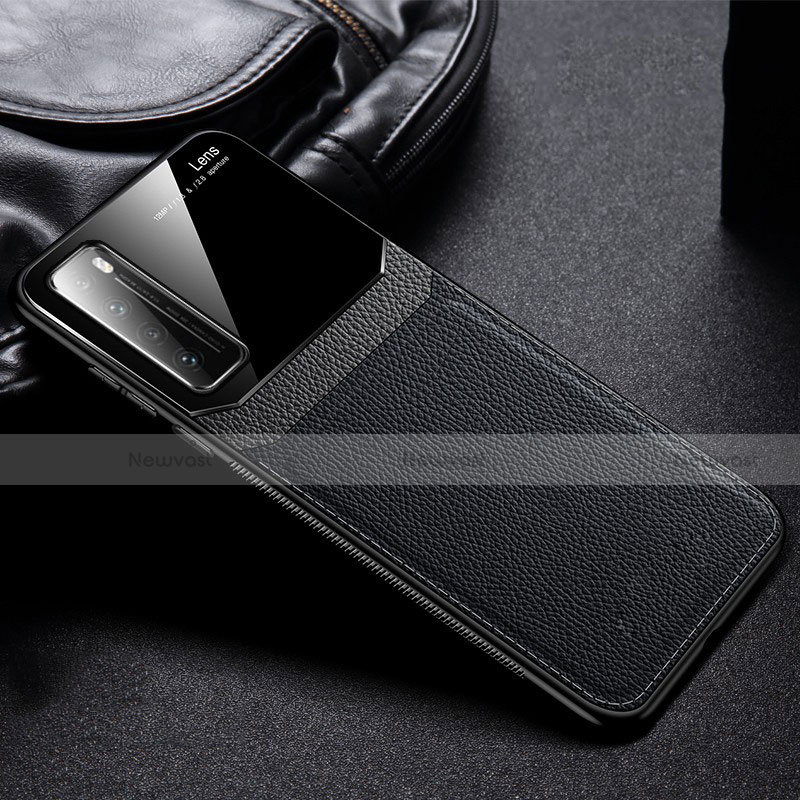 Soft Silicone Gel Leather Snap On Case Cover S02 for Huawei Nova 7 5G Black