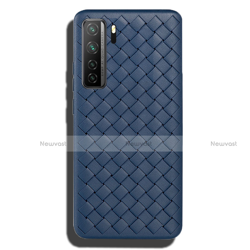 Soft Silicone Gel Leather Snap On Case Cover S02 for Huawei Nova 7 SE 5G Blue